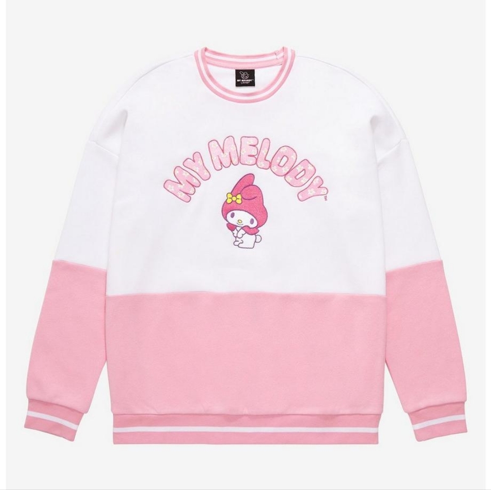 Sanrio My Melody Embroidered Panel Crewneck - available in SM, large, XL